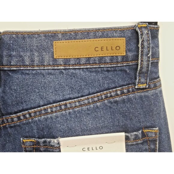 NWT Cello Dad Jeans Super High Rise Sz 3 Distressed destroyed ripped baggy blue - Picture 12 of 16